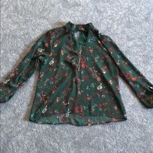 A green zip up dress shirt